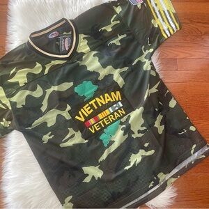 NWT Vietnam Veteran Woodland Camo Embroidered Football Jersey Size XL New
